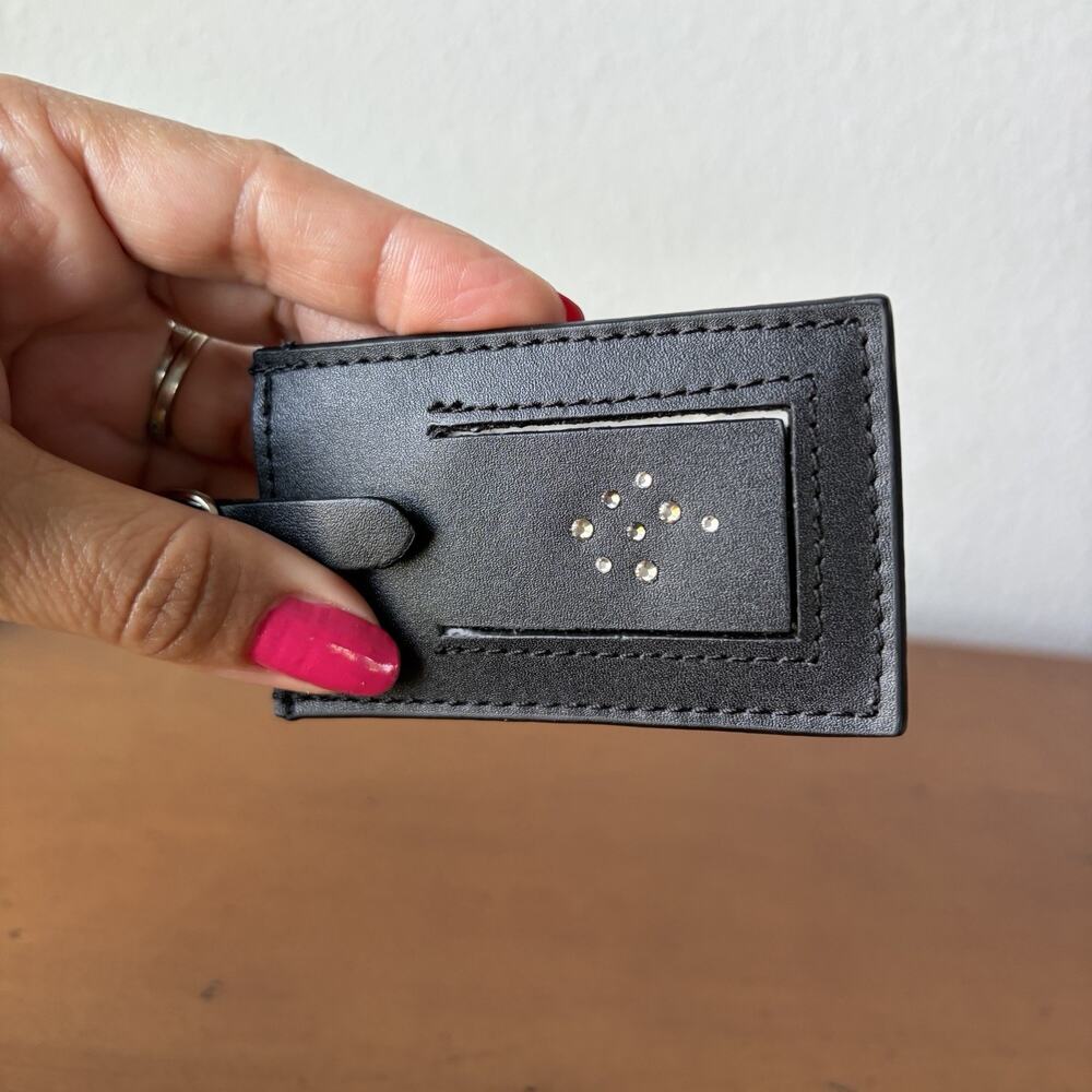 Swarovski Luggage Name Tag, NWOT, genuine leather, travel, organize, elegant